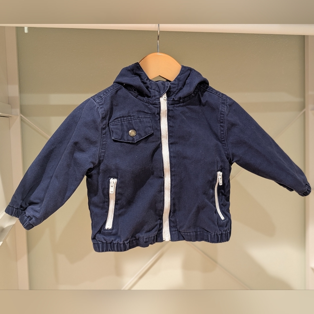 Janie and Jack Dark Blue Jean Jacket with White Accents